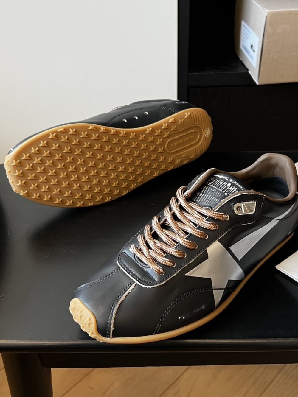 Golden Goose Marathon Speed Black Leather Sneakers EU 38 - Picture 3 of 8